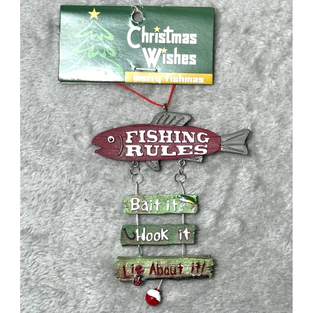 Fishing Christmas Ornaments‎ Dad Rustic Fish On Fishing Rules Raccoon Fisherman